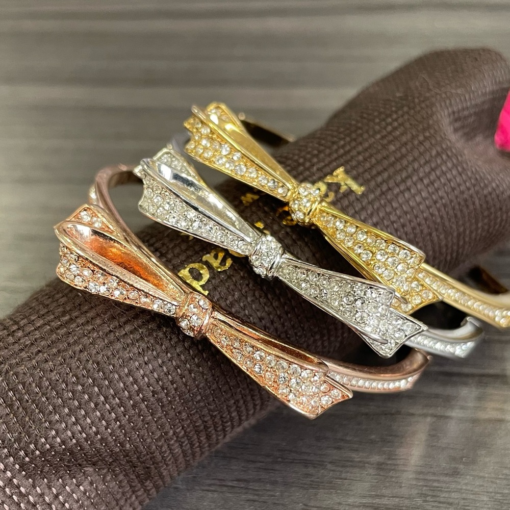 Kate Spade Love Notes Rhinestone Bow Bangle Bracelets - set of 3!